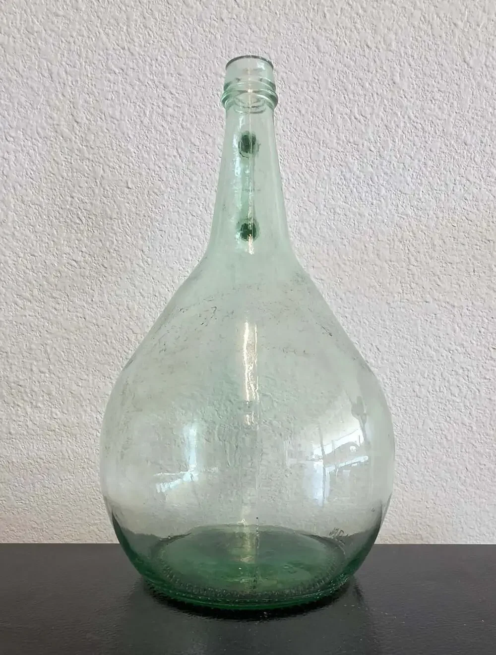 Vintage Green Glass Wine One Gallon Jug with Finger Loop